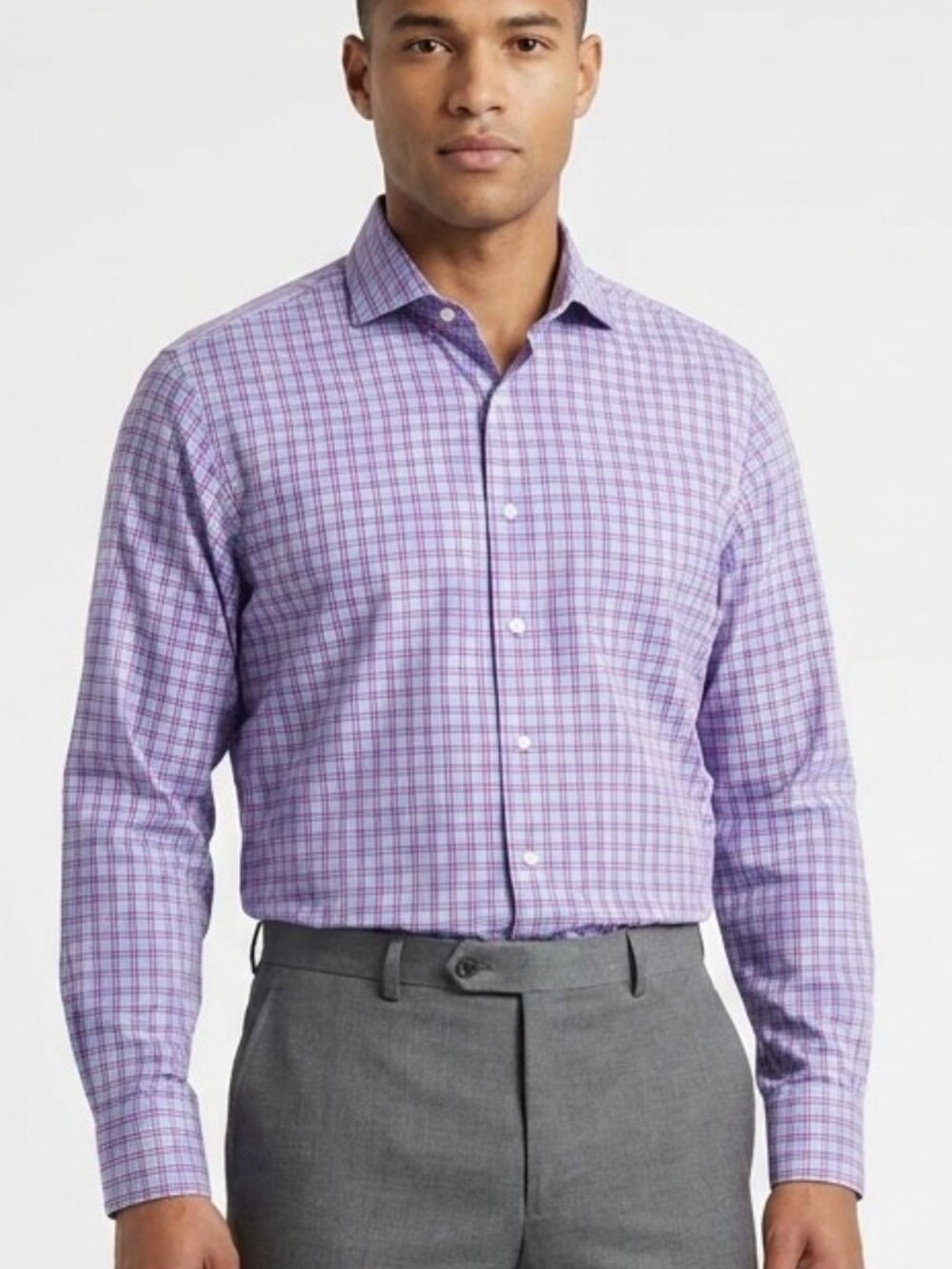 Robert Talbott Estate Blue Purple Plaid Cotton Dress Shirt Size 17